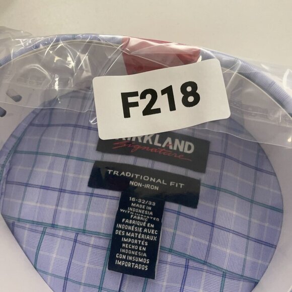 NEW Kirkland Signature Mens 16x32/33 Traditional Fit Non-Iron Dress Shirt Blue - Picture 5 of 5